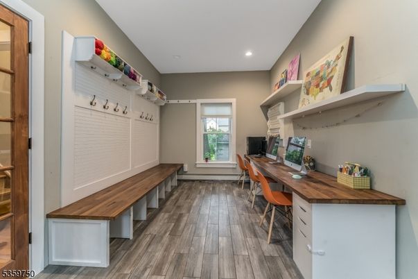 Home Office, Interior, Recessed Lighting, Wood Texture Flooring