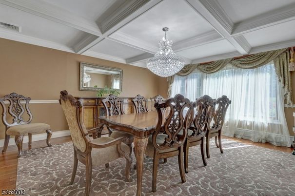Chandelier, Dining room, Interior, Wood Texture Flooring