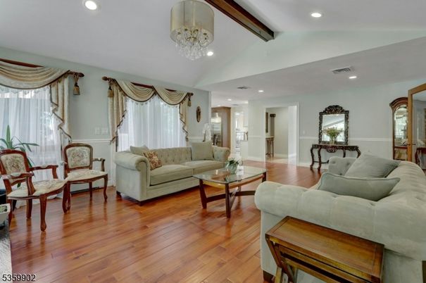 Chandelier, Interior, Living room, Recessed Lighting, Wood Texture Flooring