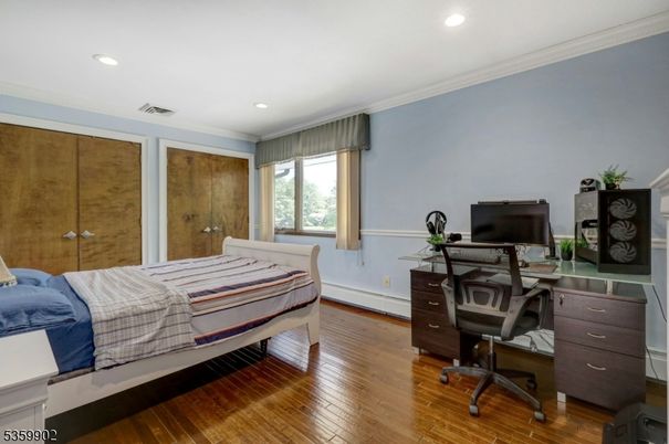 Bedroom, Home Office, Interior, Recessed Lighting, Wood Texture Flooring