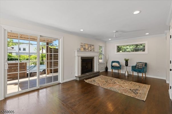 Empty room, Fireplace, Interior, Recessed Lighting, Wood Texture Flooring