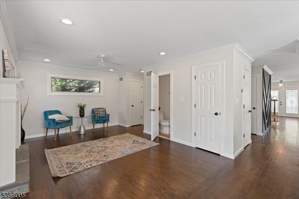 Fireplace, Interior, Recessed Lighting, Wood Texture Flooring