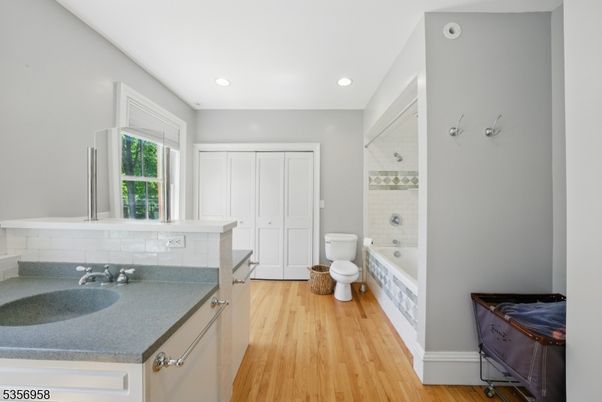 Bathroom, Interior, Recessed Lighting, Wood Texture Flooring