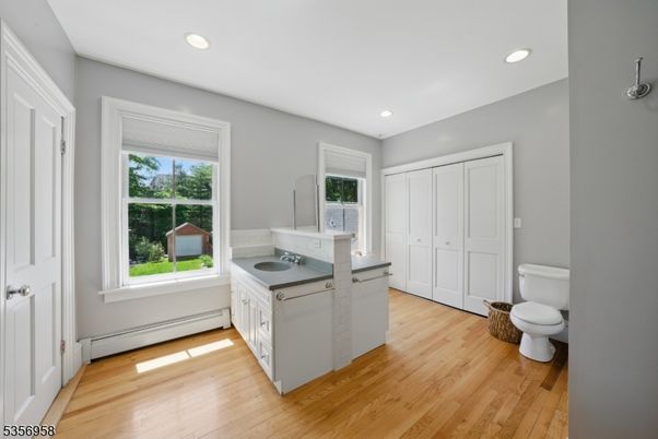 Bathroom, Interior, Recessed Lighting, Wood Texture Flooring