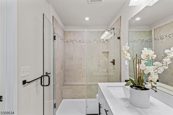 Bathroom, Glass Shower, Interior, Recessed Lighting