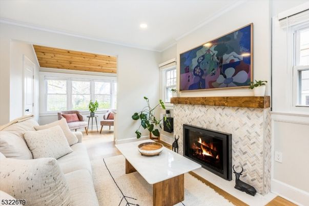 Fireplace, Interior, Living room, Recessed Lighting, Wooden Ceilings, Wood Texture Flooring
