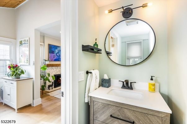 Bathroom, Fireplace, Interior, Wood Texture Flooring
