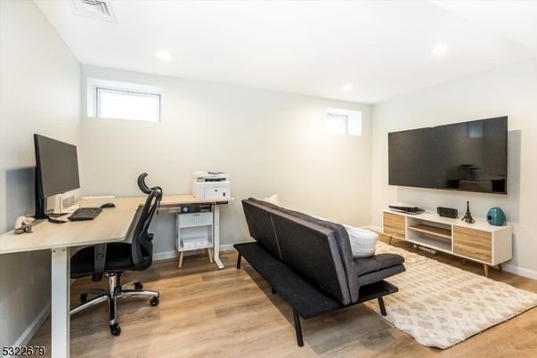 Home Office, Interior, Recessed Lighting, Wood Texture Flooring