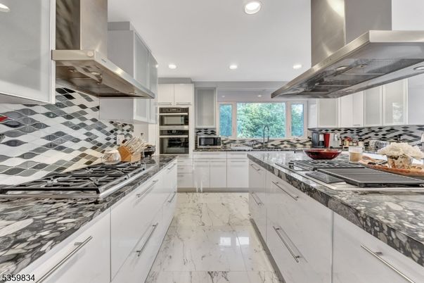 Interior, Kitchen, Marble, Recessed Lighting, Stainless Steel Appliances