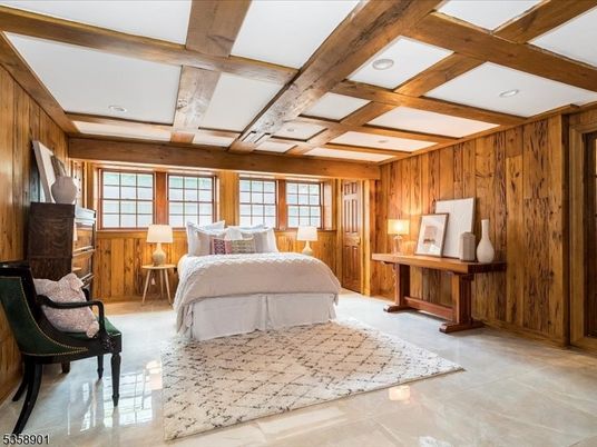 Bedroom, Interior, Recessed Lighting, Wooden Beams, Wooden Walls