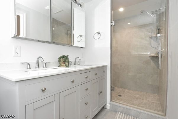 Bathroom, Dual Sink Vanities, Glass Shower, Interior, Recessed Lighting