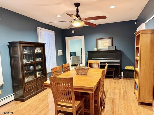 Dining room, Interior, Piano, Recessed Lighting, Wood Texture Flooring