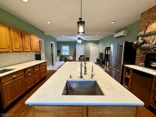 Interior, Kitchen, Pendant Lights, Recessed Lighting, Wood Texture Flooring