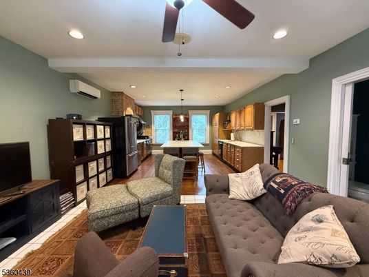 Interior, Kitchen, Living room, Pendant Lights, Recessed Lighting, Wood Texture Flooring