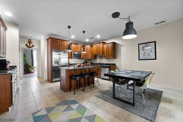 Dining room, Interior, Kitchen, Pendant Lights, Recessed Lighting, Stainless Steel Appliances