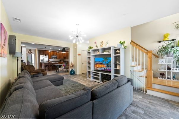 Interior, Kitchen, Living room, Pendant Lights, Recessed Lighting, Wood Texture Flooring