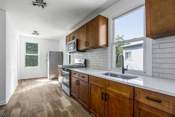 Interior, Kitchen, Stainless Steel Appliances, Wood Texture Flooring