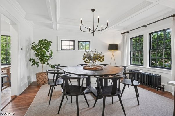 Chandelier, Dining room, Interior, Wood Texture Flooring