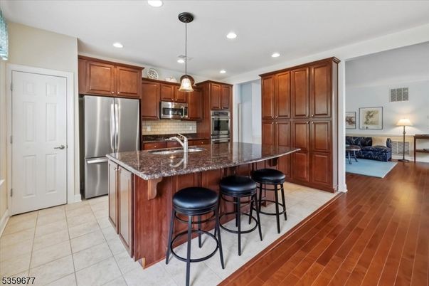 Interior, Kitchen, Living room, Pendant Lights, Recessed Lighting, Stainless Steel Appliances, Wood Texture Flooring