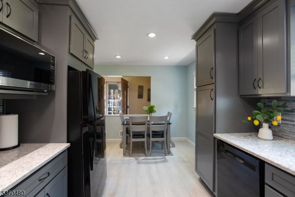 Dining room, Interior, Kitchen, Recessed Lighting, Wood Texture Flooring