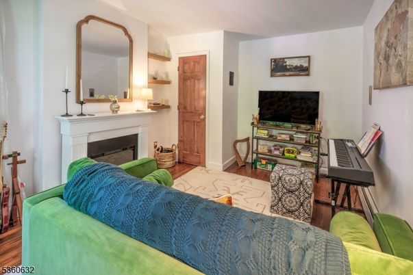 Bedroom, Fireplace, Interior, Piano, Wood Texture Flooring