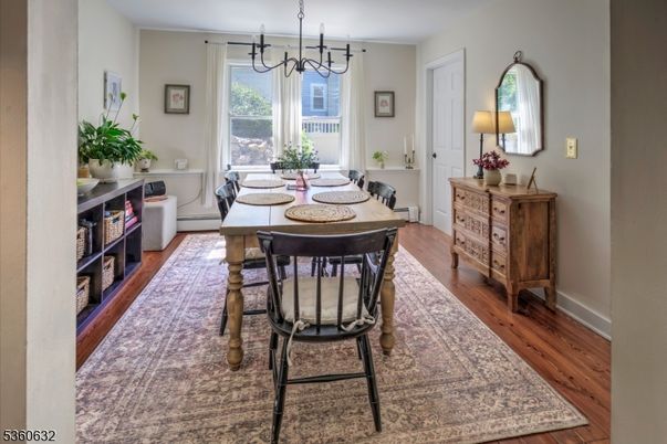 Chandelier, Dining room, Interior, Wood Texture Flooring