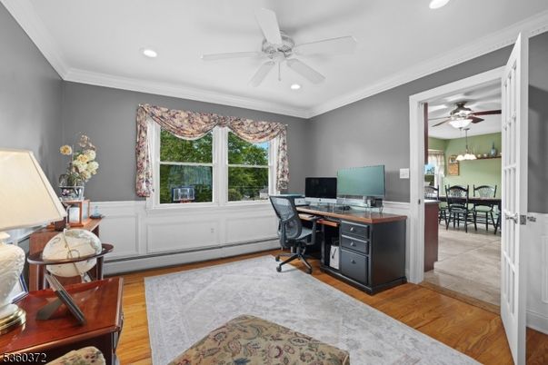 Home Office, Interior, Recessed Lighting, Wood Texture Flooring