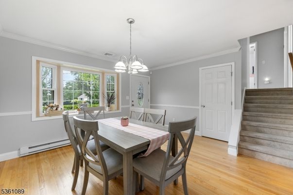 Chandelier, Dining room, Interior, Pendant Lights, Wood Texture Flooring