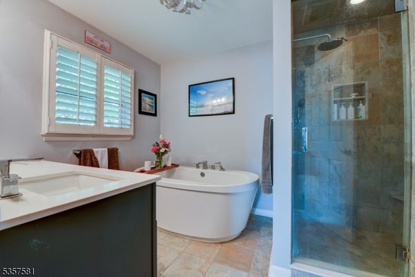 Bathroom, Free Standing Baths, Glass Shower, Interior, Recessed Lighting