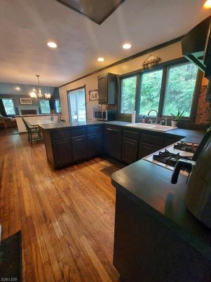 Chandelier, Dining room, Interior, Kitchen, Recessed Lighting, Wood Texture Flooring