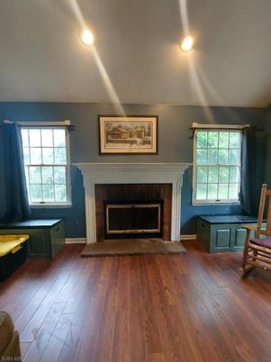 Fireplace, Interior, Recessed Lighting, Wood Texture Flooring