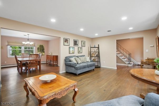Chandelier, Dining room, Interior, Recessed Lighting, Wood Texture Flooring