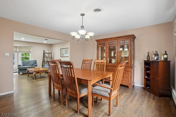 Chandelier, Dining room, Interior, Recessed Lighting, Wood Texture Flooring