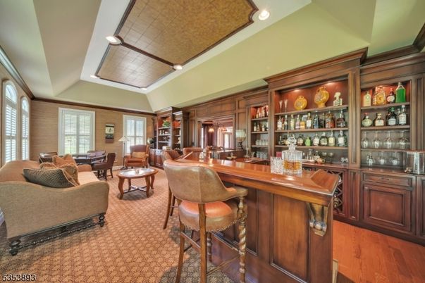 Dining room, Interior, Living room, Recessed Lighting, Wood Texture Flooring