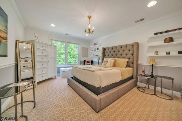 Bedroom, Chandelier, Interior, Recessed Lighting
