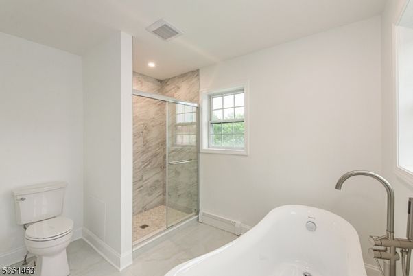 Bathroom, Glass Shower, Interior, Marble, Marble Walls, Recessed Lighting
