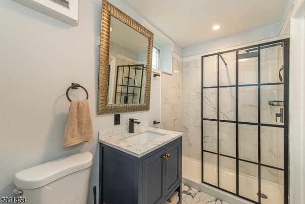 Bathroom, Glass Shower, Interior, Marble, Marble Walls, Recessed Lighting