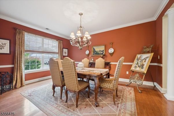Chandelier, Dining room, Interior, Wood Texture Flooring