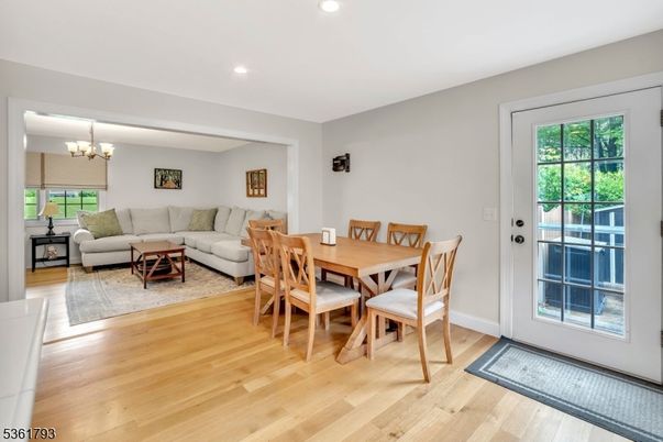 Chandelier, Dining room, Interior, Living room, Recessed Lighting, Wood Texture Flooring