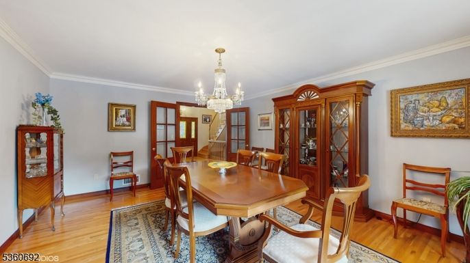 Chandelier, Dining room, Interior, Wood Texture Flooring