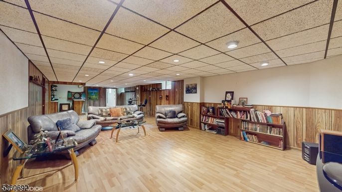Interior, Living room, Recessed Lighting, Wood Texture Flooring, Wooden Walls