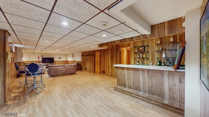 Interior, Living room, Recessed Lighting, Wood Texture Flooring, Wooden Walls