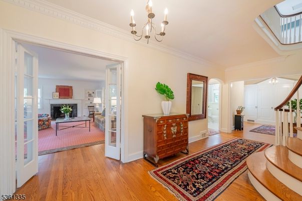 Chandelier, Fireplace, Interior, Wood Texture Flooring