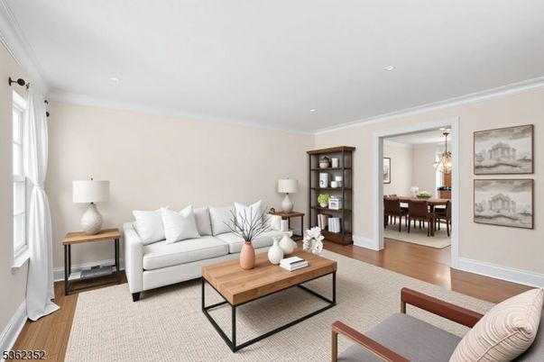 Chandelier, Dining room, Interior, Living room, Recessed Lighting, Wood Texture Flooring
