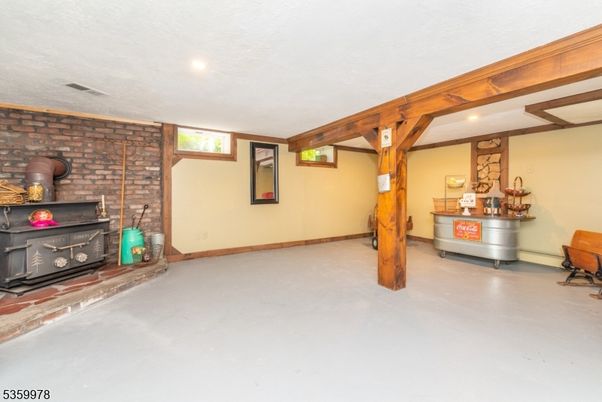 Fireplace, Interior, Recessed Lighting, Stone Walls