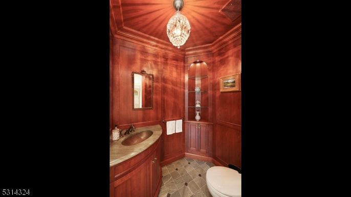 Bathroom, Chandelier, Interior, Wooden Walls