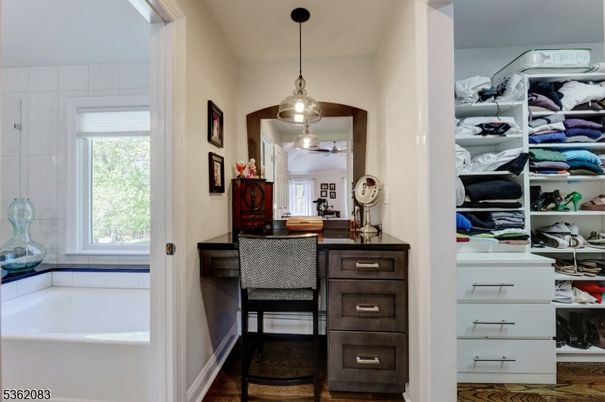 Home Office, Interior, Pendant Lights, Wood Texture Flooring