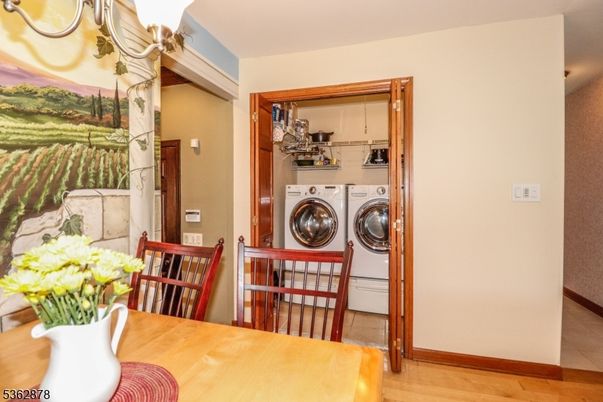 Dining room, Interior, Utility Closets, Washer, Wood Texture Flooring