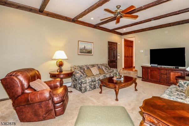 Interior, Living room, Recessed Lighting, Wooden Beams