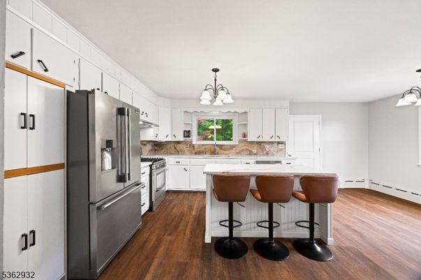 Chandelier, Interior, Kitchen, Stainless Steel Appliances, Wood Texture Flooring